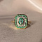 Rectangle Alloy with Rhinestone Finger Rings for Women, Golden, US Size 9(18.9mm)