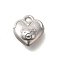 Anti-Tarnish 304 Stainless Steel Charms, Heart with Bear Charm, Stainless Steel Color, 13.5x12x1.6mm, Hole: 2mm