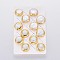 Natural Pearl Stud Earrings, with Brass Findings, Brass Ear Nuts, Earring Backs, with Plastic, Flat Round, White, Golden, 20~22x6.5~8mm, Pin: 0.8mm