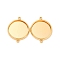 Brass Connector Cabochon Settings, Long-Lasting Plated, Nickel Free, Flat Round, Real 18K Gold Plated, Tray: 14mm, 20x16x2mm, Hole: 1.2mm