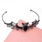 Alloy Hair Bands, Bat, with Acrylic, Black, 140x30mm