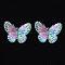 Electroplate Acrylic Pendants, AB Color Plated, Butterfly, Light Steel Blue, 31x41x4mm, Hole: 1.2mm
