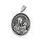 304 Stainless Steel Pendants, Oval with Virgin Mary Charm, Antique Silver, 36x26x5.5mm, Hole: 8x4mm