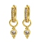 Rack Plating Brass Pave Clear Cubic Zirconia Hoop Earrings for Women, Cadmium Free & Lead Free, Long-Lasting Plated, Real 18K Gold Plated, Flat Round, 22x6mm