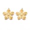 304 Stainless Steel Pendants, Flower Charm, Ion Plating(IP), Real 18K Gold Plated, 28x26x3mm, Hole: 2mm