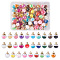 Transparent Glass Globe Pendants, with Resin Rhinestone inside & CCB Plastic Pendant Bails, Round, Mixed Color, 21~22x16mm, Hole: 2~2.5mm, 87pcs/box