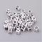 Acrylic Horizontal Hole Letter Beads, Random Mixed Letters, Cube, White, about 7mm wide, 7mm long, 7mm high, hole: 3.5mm, about 2000pcs/500g
