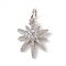 Brass Micro Pave Cubic Zirconia Charms, with Jump Ring, Cadmium Free & Lead Free, Sparkling Star Charms, Platinum, 14x10x2mm, Hole: 3mm