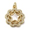 Brass Micro Pave Cubic Zirconia Pendants, Cadmium Free & Lead Free, with Shell, Star, Real 18K Gold Plated, 18.5x17x3mm, Hole: 3.4mm