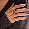 Star 304 Stainless Steel with Amethyst & Rose Quartz & Aquamarine Adjustable Open Cuff Rings for Women, Golden, Star: 26.5x27mm, Inner Diameter: Adjustable