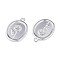 Rack Plating Alloy Pendants, Cadmium Free & Lead Free, Oval with Flower, Platinum, 21x15x2mm, Hole: 1.6mm