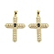 Rack Plating Brass Micro Pave Cubic Zirconia Pendants, with Plastic Pearl, Long-Lasting Plated, Lead Free & Cadmium Free, Cross, Real 18K Gold Plated, 35x24x4mm, Hole: 5x3.5mm