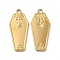 Ion Plating(IP) Halloween 304 Stainless Steel Pendants, Coffin with Spider Charm, Real 18K Gold Plated, 32x14x2mm, Hole: 2.5mm