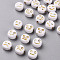Opaque White Acrylic Beads, Metal Enlaced, Flat Round with Expression, Golden Plated, 7x4mm, Hole: 1.6mm, about 3212pcs/440g
