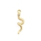 Brass Micro Pave Cubic Zirconia Pendants, Snake Charms, Golden, 16.5x5.5x3mm, Hole: 1mm