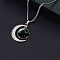 Alloy & Glass Luminous Moon Constellation Pendant Necklaces, Stainless Steel Box Chain Necklaces, Stainless Steel Color, Sagittarius, 23.62 inch(60cm)