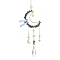 Natural Lapis Lazuli Chips & Brass Moon Pendant Decorations, with Glass Cone and Brass Sun/Star/Moon Charms, for Home Decorations, 325mm