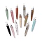 Natural Gemstone Brass Pointed Pendants, Cadmium Free & Lead Free, Bullet Shaped, Silver Color Plated, 33~37x4~5mm, Hole: 2mm