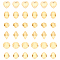 36Pcs 6 Style 304 Stainless Steel Pendants, Golden, Leaf & Heart & Teardrop, Golden, 16~26x15.5~23.5x1~2mm, Hole: 1.2mm, 6pcs/style