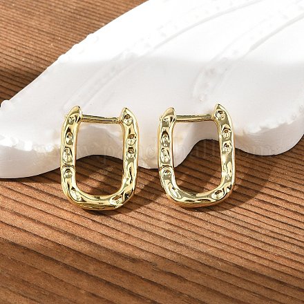 Текстурированные прямоугольные латунные серьги-кольца EJEW-B007-02G-1