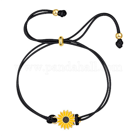 Браслеты-слайдеры из сплава с эмалью и цветком ромашки IP6266-1-1
