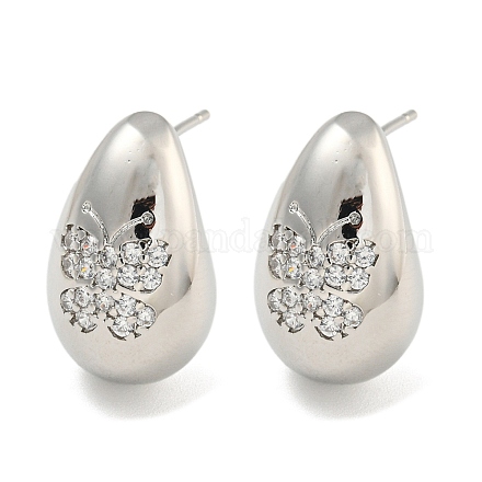 Серьга-гвоздик из латуни с микро-паве EJEW-C102-29C-P-1