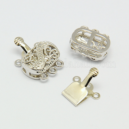 Латунь многожильных коробка застежками KK-F0237-P-NF-1