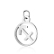 Non-Tarnish 304 Stainless Steel Charms, with Jump Rings, Polished, Flat Round with Constellation, Sagittarius, 13x11x1mm, Hole: 2.5mm