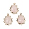 Natural Rose Quartz Faceted Pendants, with Rack Plating Brass Clear Cubic Zirconia Teardrop Charms, Golden, 21x15x5mm, Hole: 1.4mm