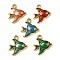 304 Stainless Steel Enamel Pendants, Fish Charm, Ion Plating(IP), Real 18K Gold Plated, Mixed Color, 18x16x2.5mm, Hole: 1.6mm