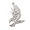 Non-Tarnish 304 Stainless Steel Pendants, Laser Cut, Crow Charm, Stainless Steel Color, 35x22x1mm, Hole: 1mm