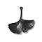 304 Stainless Steel Pendants, Ginkgo Leaf Charm, Black, 29x25.5x2mm, Hole: 0.9mm