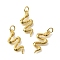 Brass Micro Pave Cubic Zirconia Pendants, Snake Charms, Rack Plating, Lasting Plated, Cadmium Free & Lead Free, with Jump Ring, Real 18K Gold Plated, 22x10x2mm, Hole: 3mm