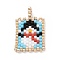 Christmas Theme Handmade MIYUKI Japanese Seed Loom Pattern Seed Beads, Christmas Theme Rectangle Pendants, Snowman Pattern, 24x15x1.7mm, Hole: 3x2mm