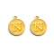 Golden Plated Alloy Enamel Charms, Enamelled Sequins, Flat Round with Alphabet, Letter.N, Yellow, 14x12x2mm, Hole: 1.5mm