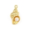 Shell Shape Brass ABS Imitation Pearl Pendants, Rack Plating, Long-Lasting Plated, Cadmium Free & Lead Free, Real 18K Gold Plated, 18x9x8mm, Hole: 1.2mm