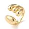 Rack Plating Brass Open Cuff Rings, Cadmium Free & Nickel Free & Lead Free, Teardrop, Real 18K Gold Plated, Inner Diameter: 18.8mm