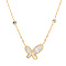 Natural Shell Butterfly Pendant Necklace with Cubic Zirconia, Stainless Steel Necklace, Golden, 16.54 inch(42cm)