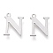 Tarnish Resistant 304 Stainless Steel Charms, Laser Cut, Alphabet, Stainless Steel Color, Letter.N, 12.5x10x0.8mm, Hole: 1mm