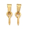 304 Stainless Steel Screw Eye Pin Peg Bails, with 201 Stainless Steel Snap On Bails, For Half Drilled Beads, Real 18K Gold Plated, 15.5mm, Hole: 6x1.8mm, Pin: 5x1mm