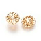 Brass Findings, Flower, Real 18K Gold Plated, 9.5x5mm, Pin: 0.6mm