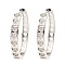 Brass Micro Pave Cubic Zirconia Hoop Earrings, Heart, Platinum, 33.5x5mm