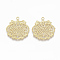Brass Pendants, Nickel Free, Flower, Raw(Unplated), 26.5x25x1mm, Hole: 1.6mm