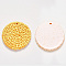 Resin Pendants, Imitation Woven Rattan Pattern, Flat Round, Yellow, 45~46x5~6mm, Hole: 2mm