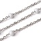 304 Stainless Steel Cable Chains, Satellite Chains, with Enamel, Soldered, with Spool, Flat Oval, White, 2.4x2x0.4mm, Beads: 4~5mm, about 32.8 Feet(10m)/roll