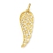 Brass Micro Pave Cubic Zirconia Pendants, Feather Charms, Rack Plating, Lasting Plated, Cadmium Free & Lead Free, with Jump Ring, Real 18K Gold Plated, 35x12.5x2.5mm, Hole: 4x2mm