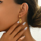 Elegant and Versatile 201 Stainless Steel Hoop Earrings, Oval with Virgin Mary Charm, Real 18K Gold Plated, 30x11mm