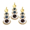 Rack Plating Brass Pendants, with Lampwork, Long-Lasting Plated, Lead Free & Cadmium Free, Heart with Eyes Charms, Golden, 61x25.5x11mm, Hole: 4x6.5mm