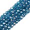 Electroplate Glass Beads Strands, AB Color Plated, Faceted, Rondelle, Teal, 3.5~3.8x3mm, Hole: 0.4mm, about 105~110pcs/strand, 29~31cm