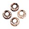 Handmade Porcelain Pendants, Ring with Flower Pattern, Fancy Antique Glazed Porcelain, Camel, 44~45.5x11~12mm, Hole: 19.5~20.5mm